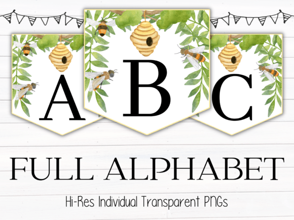 Download Bee Hive Vine Alphabet Letter Banner PNG - Premium Resources